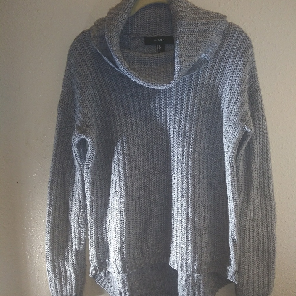 Forever 21 wide neck sweater gray size small